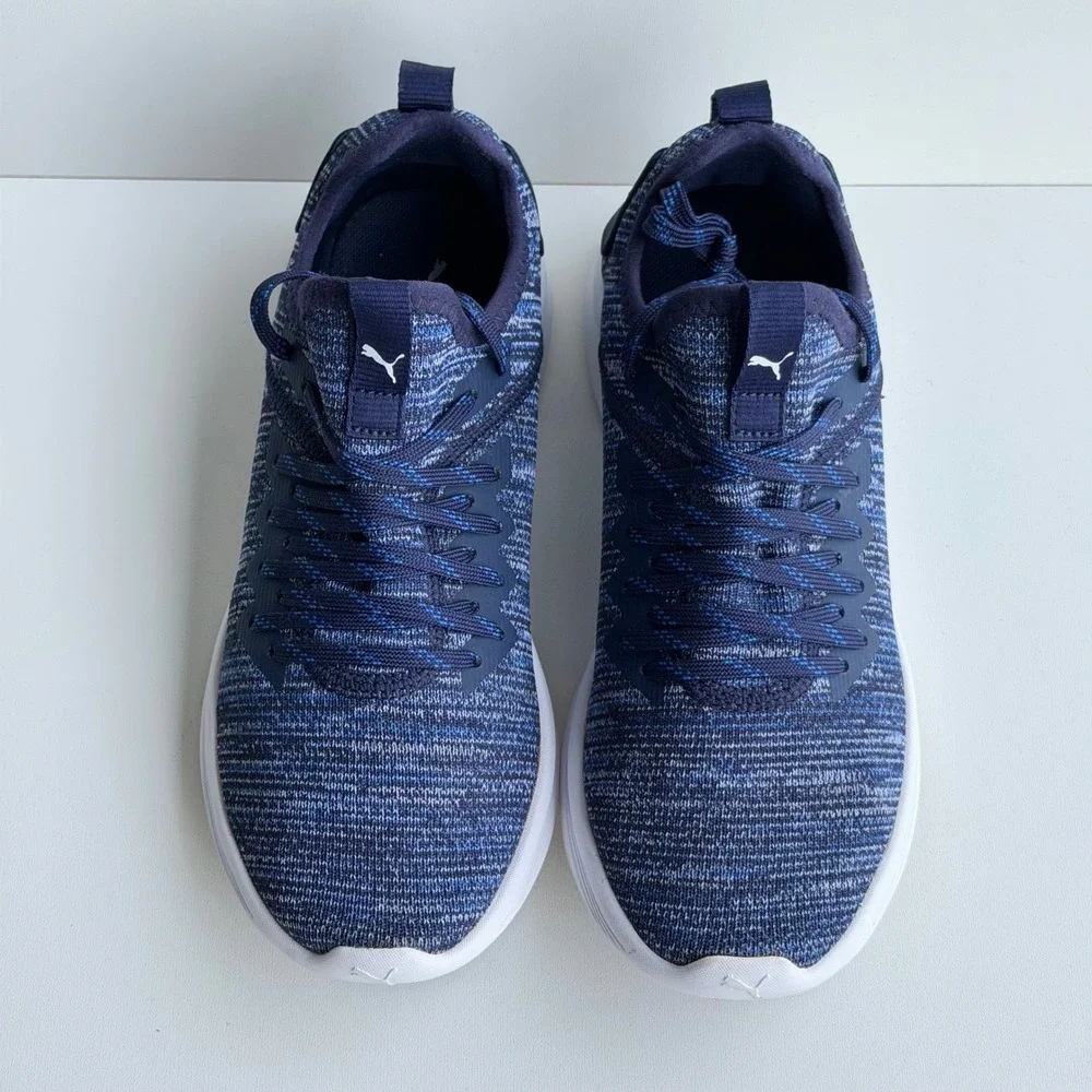 Puma Ignite Flash Evoknit Kids 5.5 Blue Running Shoes Athletic Knit Casual